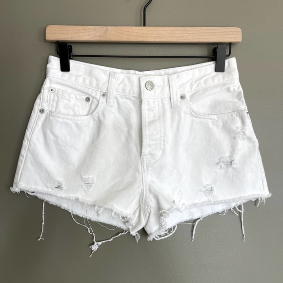 Free People Sofia Short White Denim Distressed Cutoff Shorts Size 26 Hi Rise - Picture 5 of 16